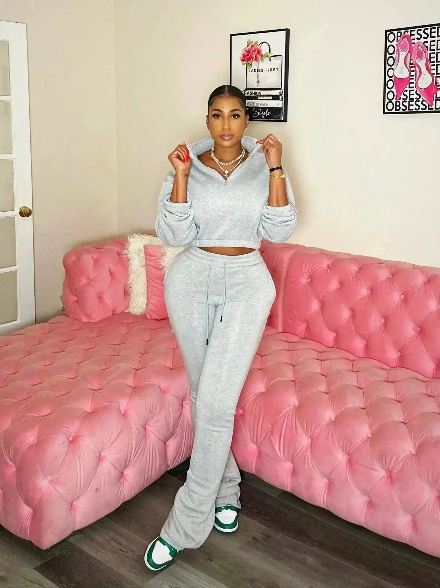 Something Simple Jogger Set Gray - Baddies Shop NSJ