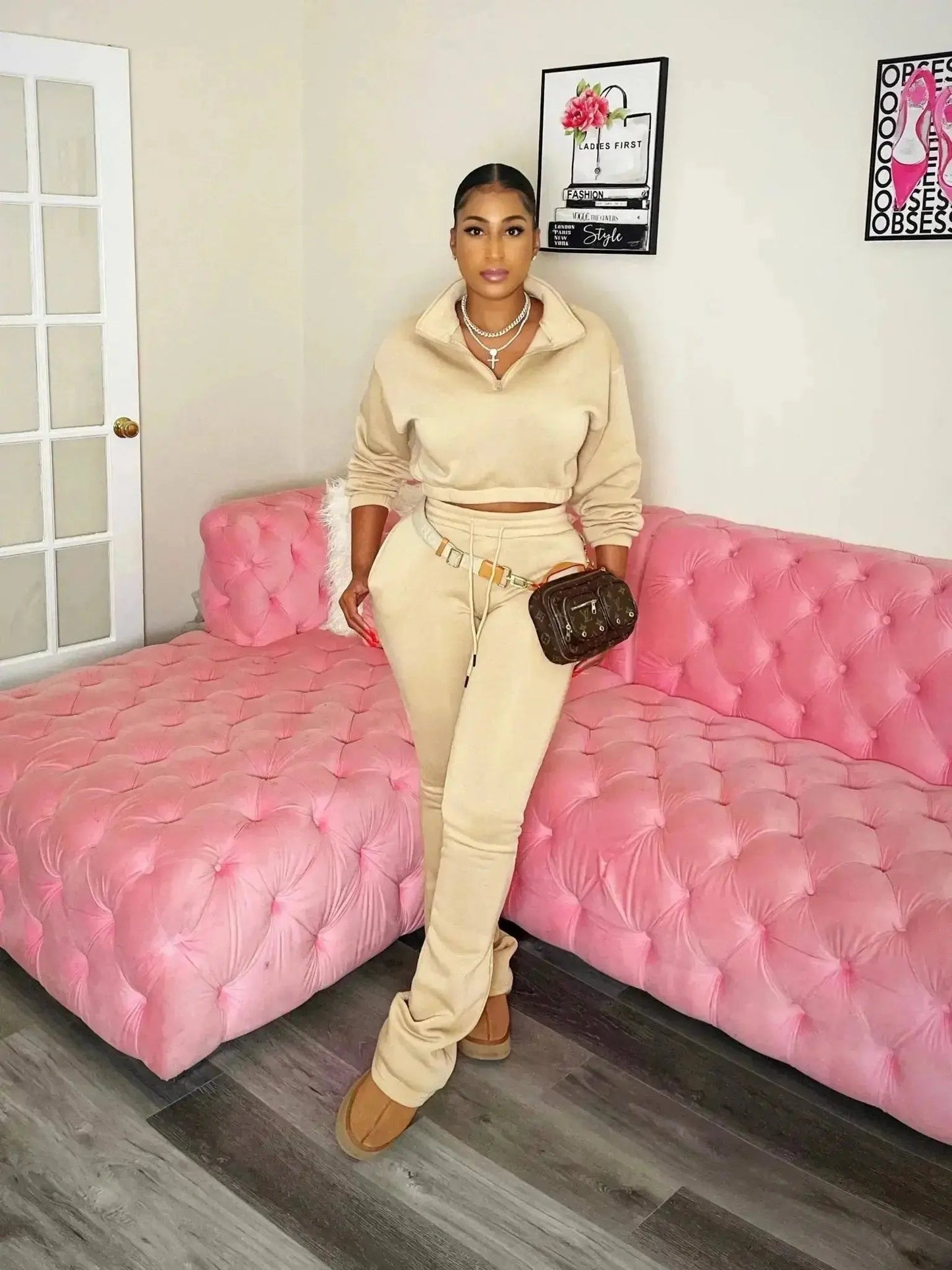Something Simple Jogger Set Nude - Baddies Shop NSJ