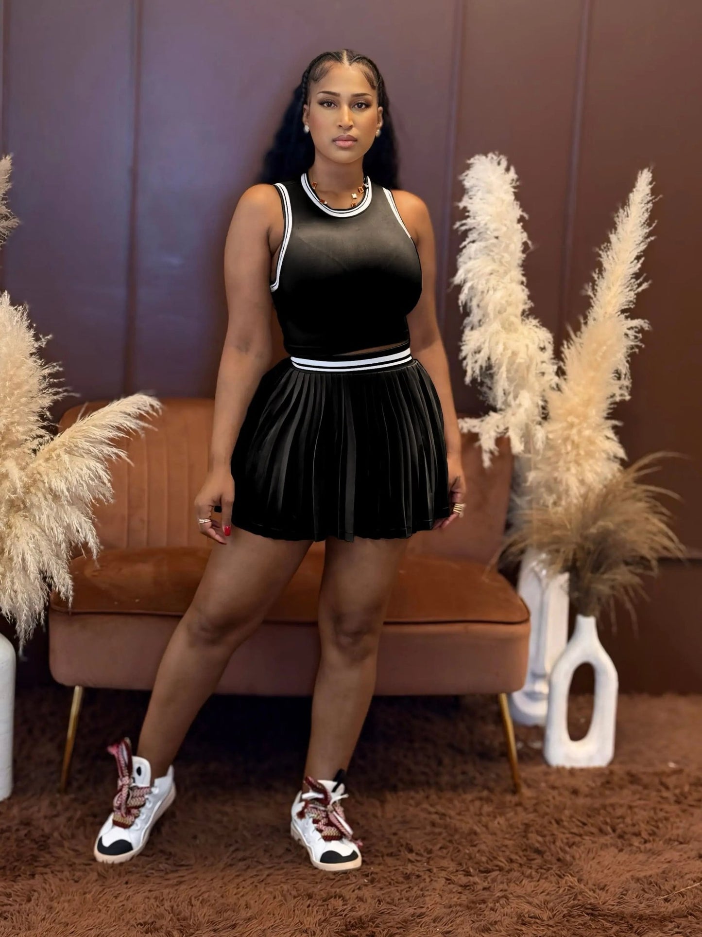 Weekend Breeze Skirt Set Black - Baddies Shop NSJ