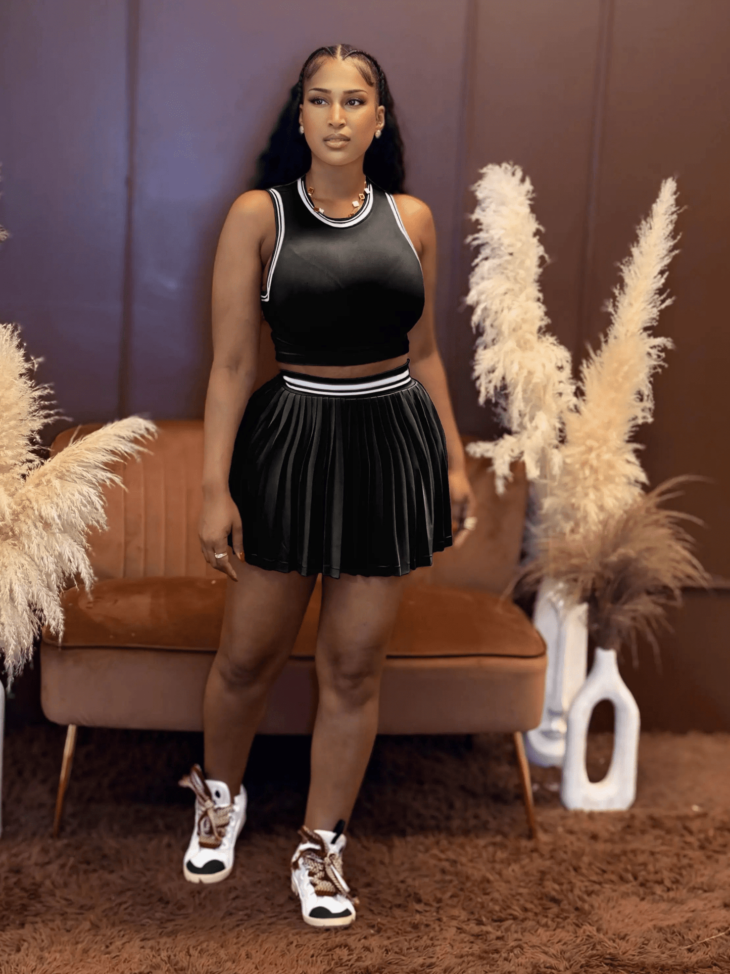 Weekend Breeze Skirt Set Black - Baddies Shop NSJ