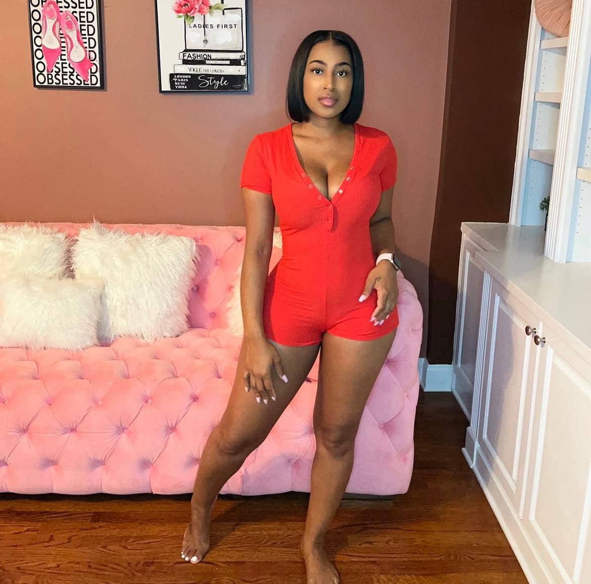 A Good Night Romper Red - Baddies Shop NSJ Women's Clothing Boutique