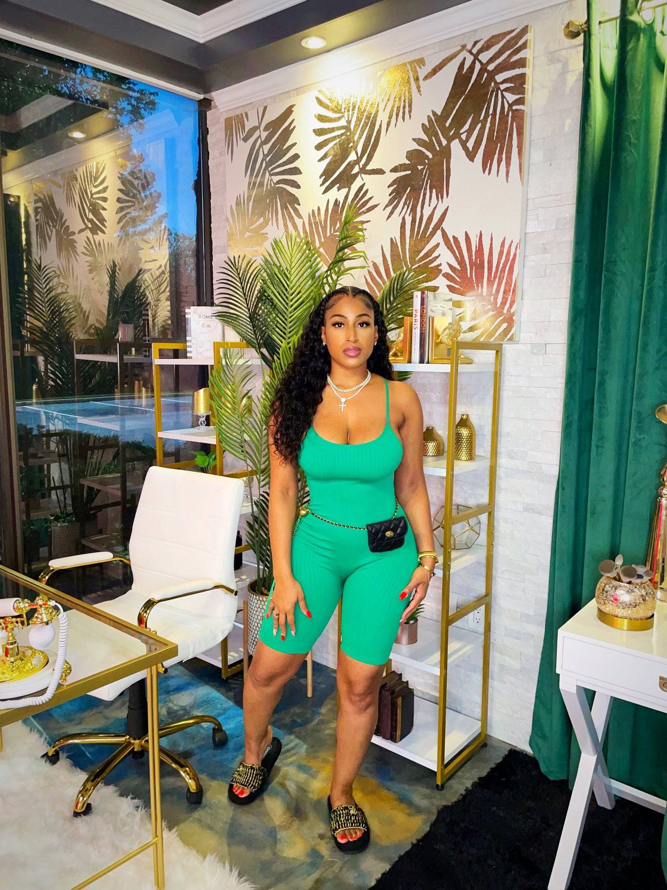 The Simple Things Romper Green - Baddies Shop NSJ Women's Clothing Boutique