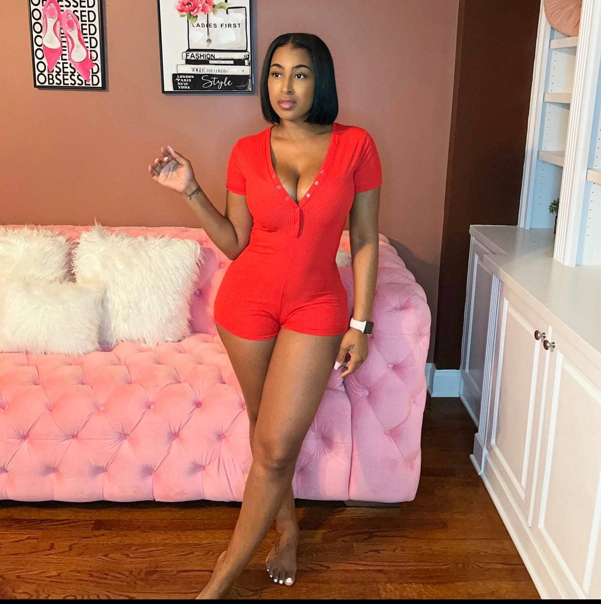 A Good Night Romper Red - Baddies Shop NSJ Women's Clothing Boutique