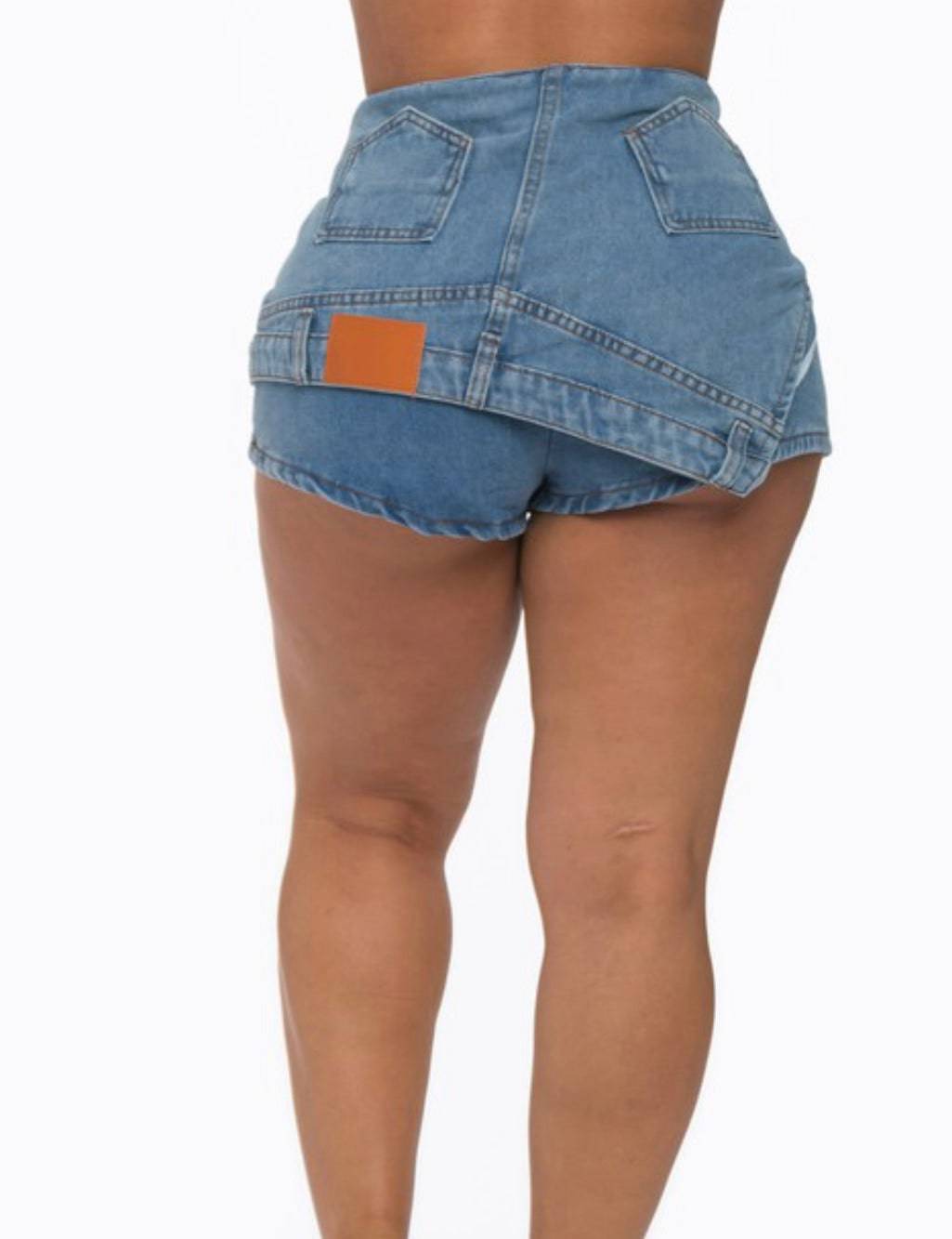 Coming In Cute Denim Skort Blue - Baddies Shop NSJ Women's Clothing Boutique