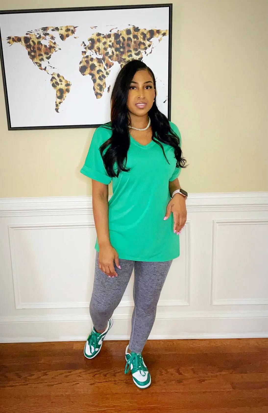 Kinda Basic Tee Green - Baddies Shop NSJ Women's Clothing Boutique