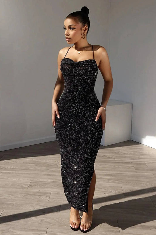 Only For One Night Rhinestone Dress - Baddies Shop NSJ Women's Clothing Boutique