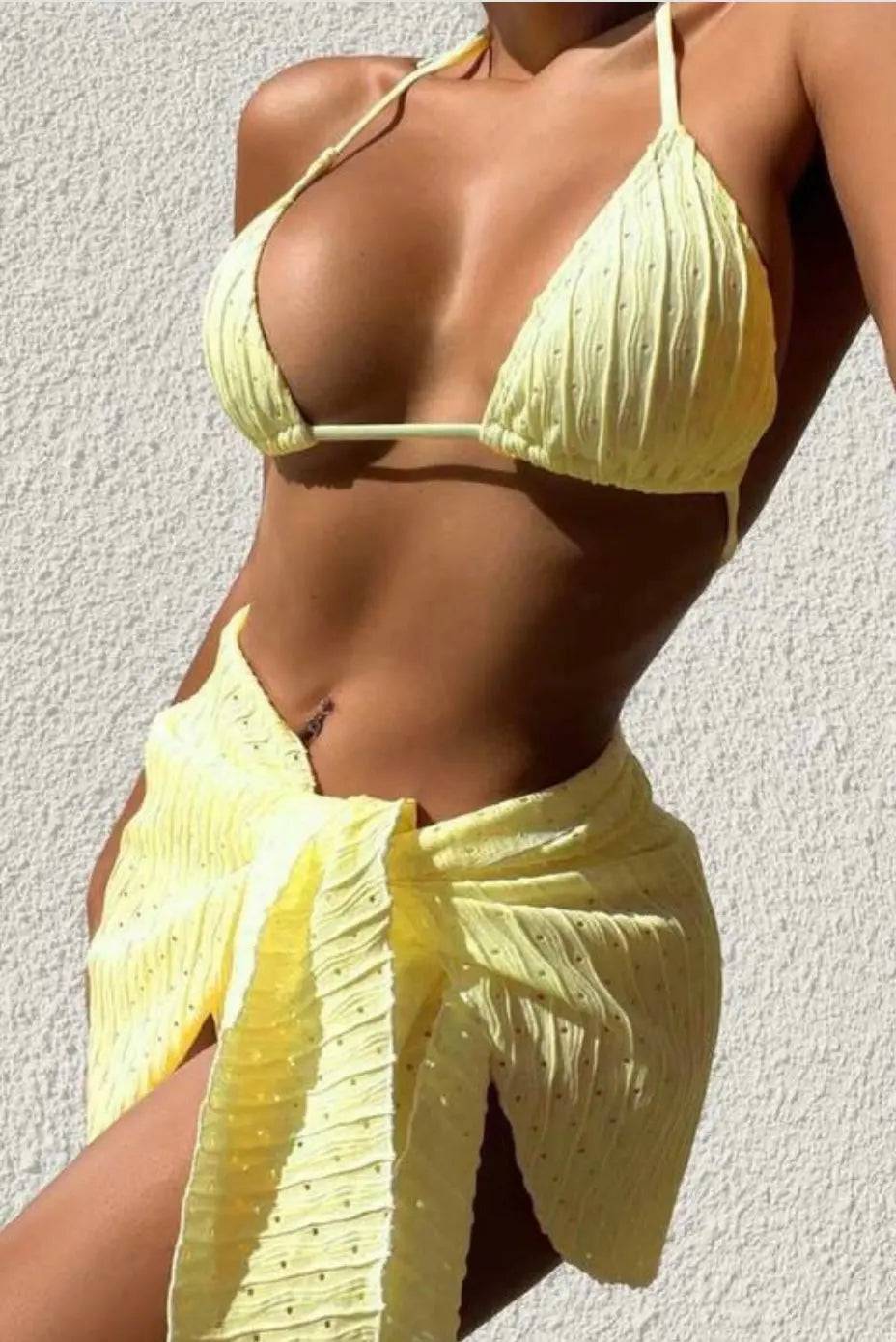 What’s Your Location Swimset Yellow - Baddies Shop NSJ Women's Clothing Boutique