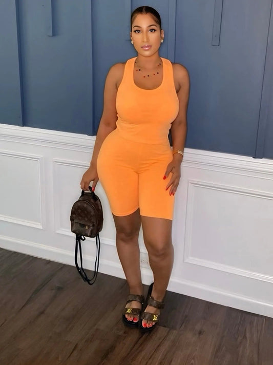 Everyday Essential Short Set Orange - Baddies Shop NSJ
